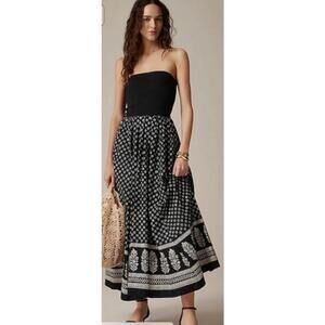 NWT J. Crew Factory Black and White Strapless Mixy Dress